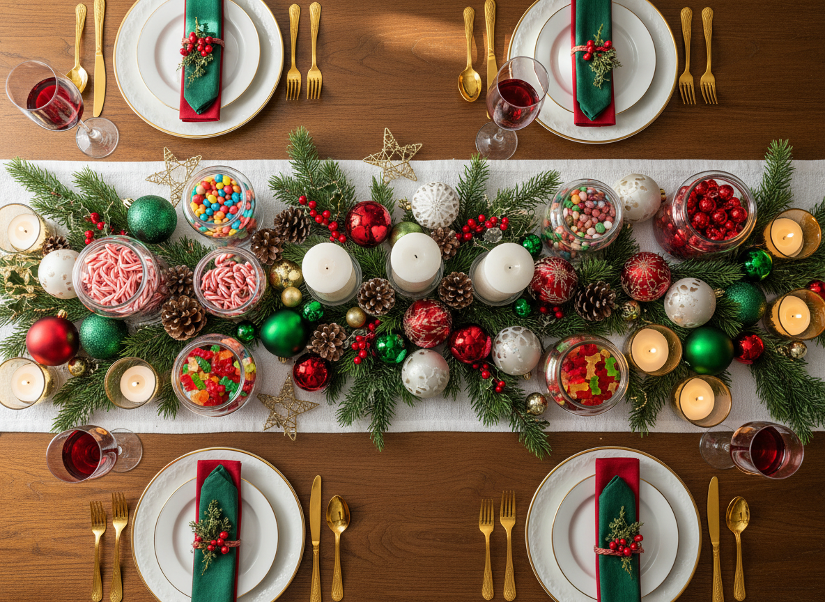 テーブル等飾り付け（パーティー・クリスマス等） クリスマスホームパーティーを華やかに！お菓子で彩るテーブル演出